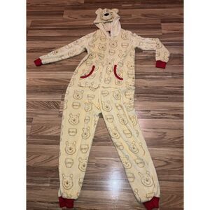 Disney Winnie the Pooh‎ Suit Hooded Zip Costume Adult One Piece Pajamas XS